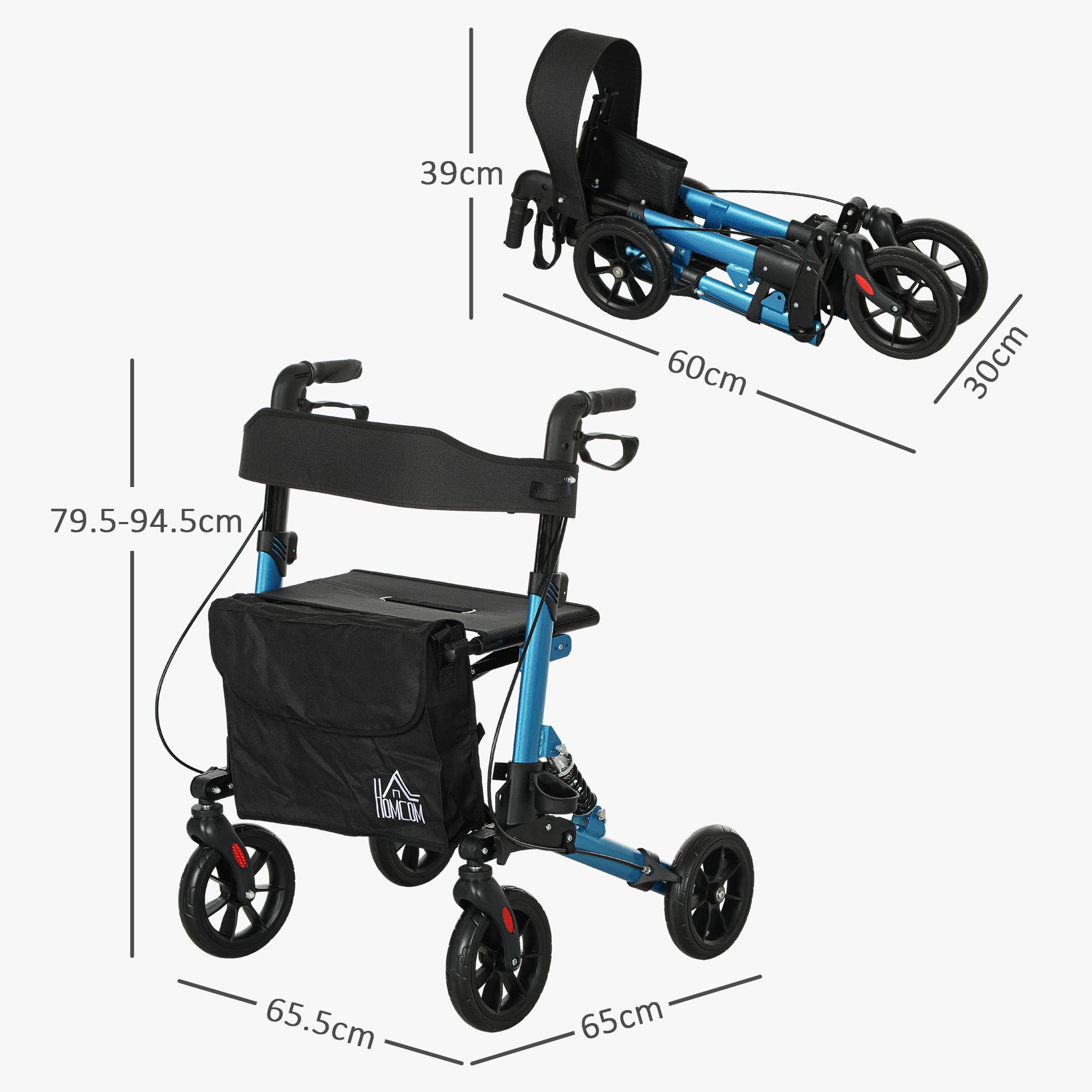 Foldable Rollator Walker with Seat and Brakes