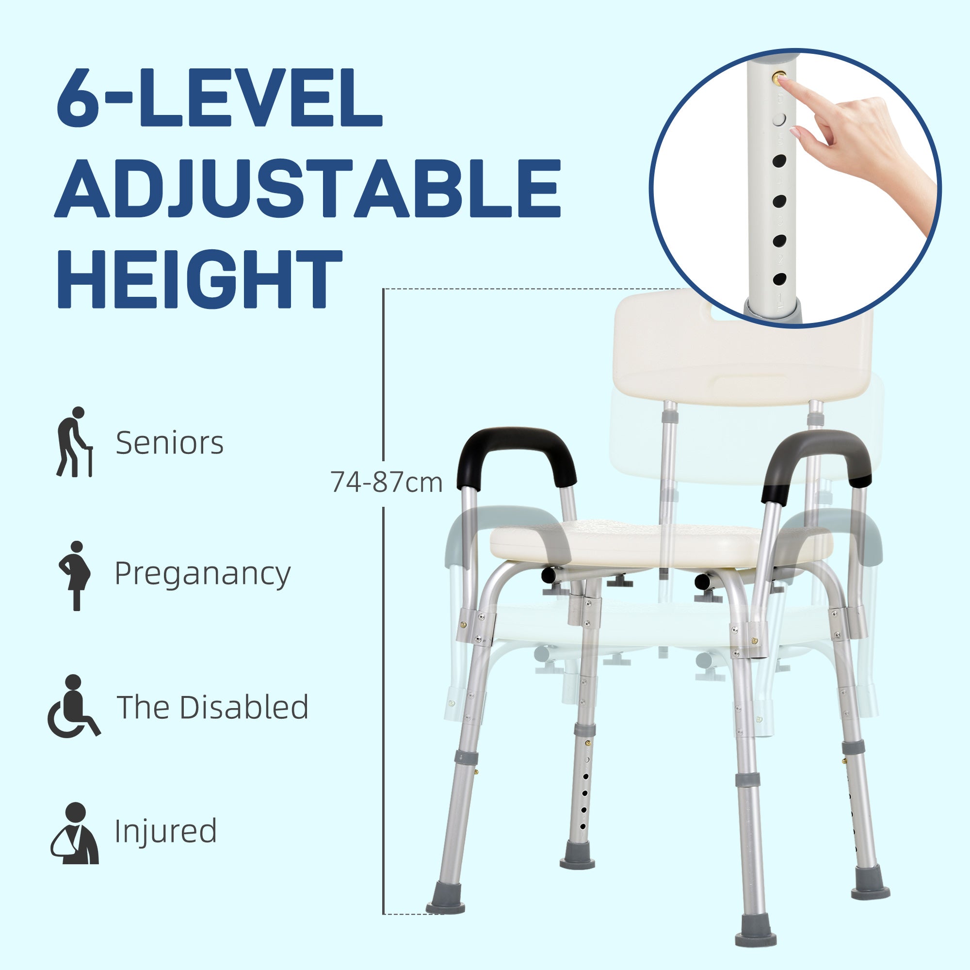 Adjustable Shower Chair with Armrests