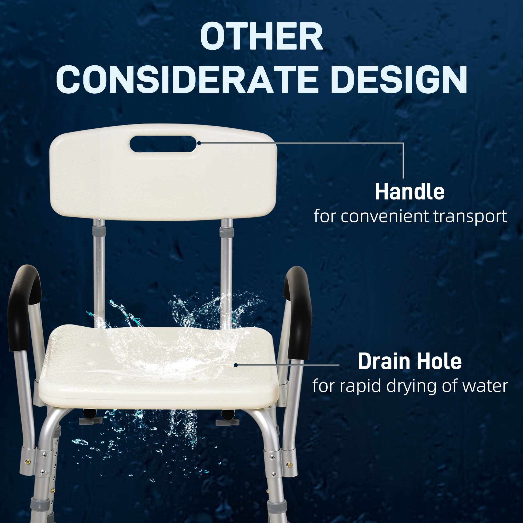 Adjustable Shower Chair with Armrests