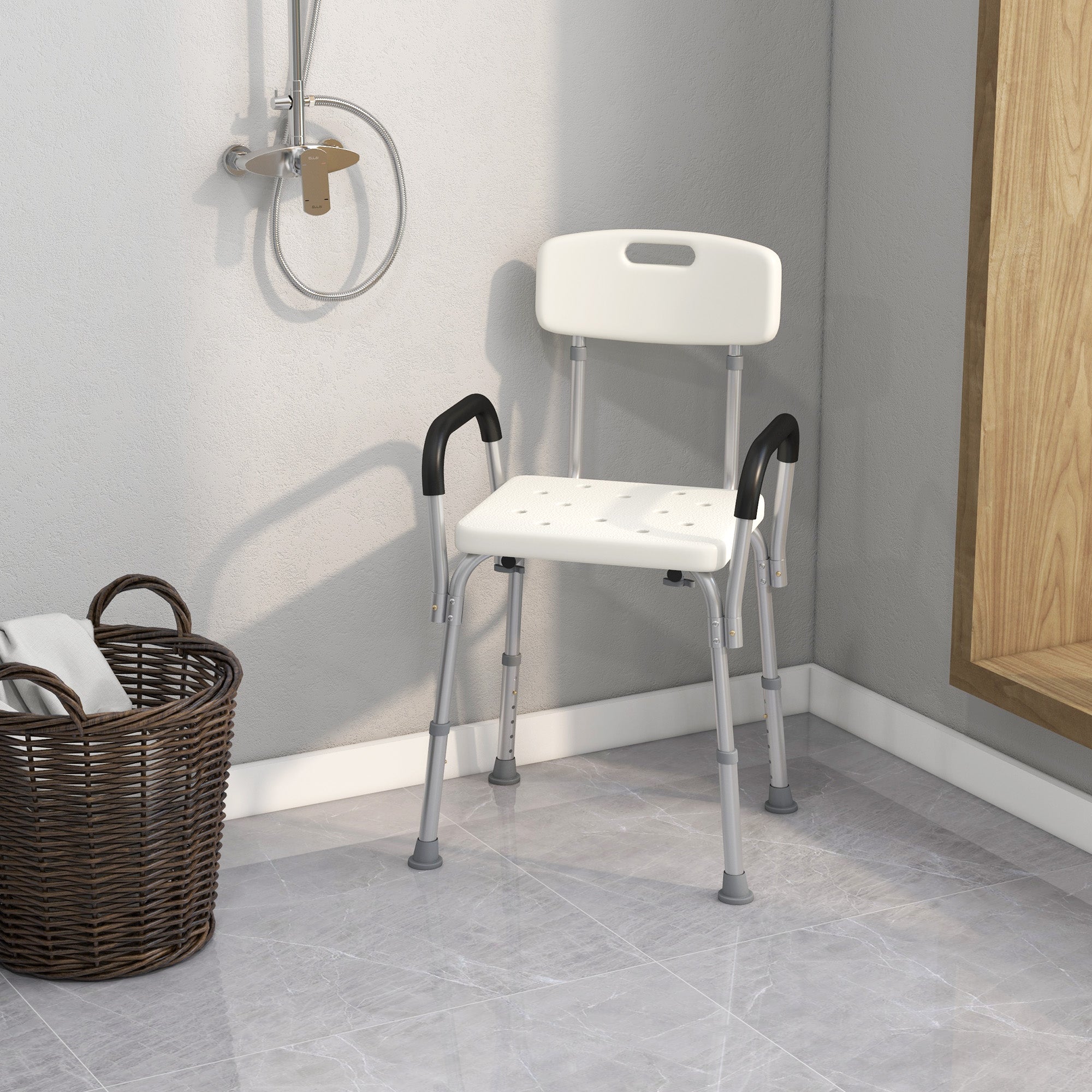 Adjustable Shower Chair with Armrests